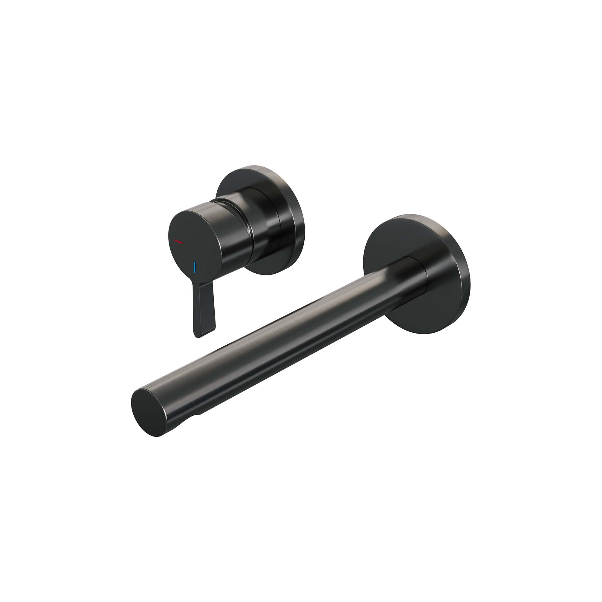 Brauer Edition inbouw wastafelkraan - rechte uitloop - rozetten - hendel 2 links - Geborsteld Gunmetal PVD