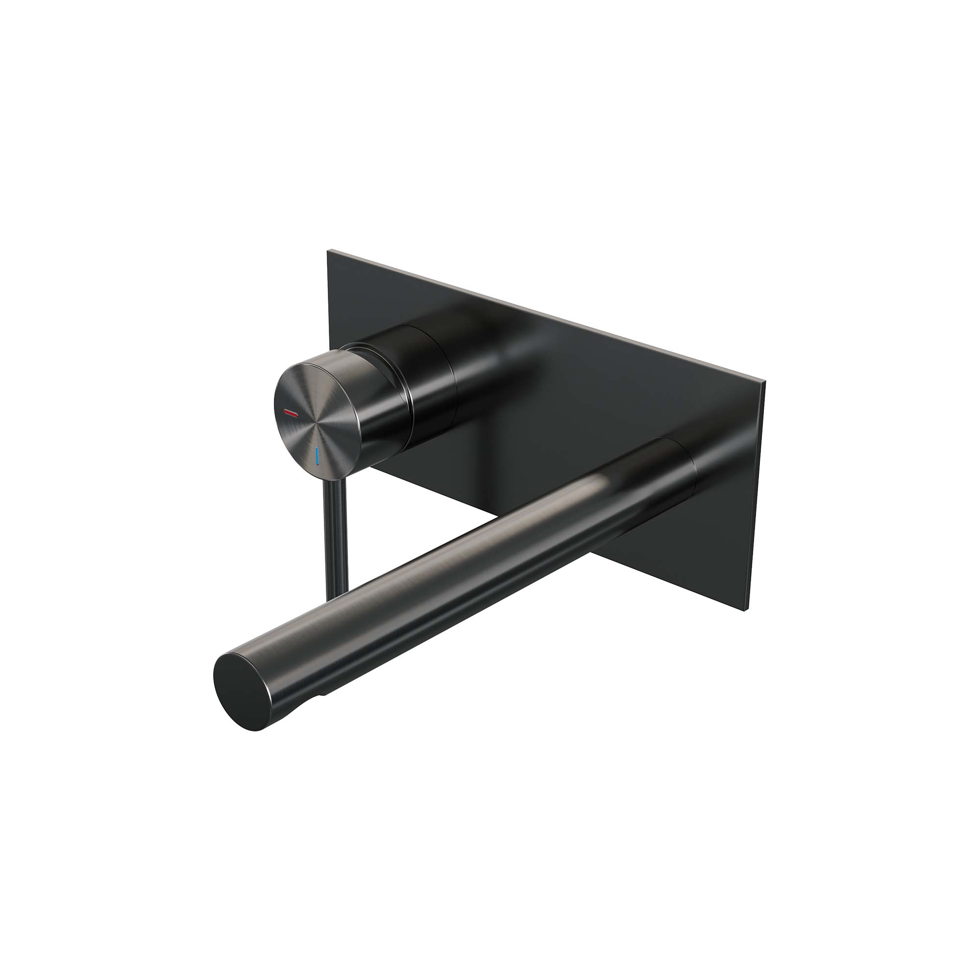 Brauer Edition inbouw wastafelkraan - rechte uitloop - achterplaat - hendel 1 links - Geborsteld Gunmetal PVD