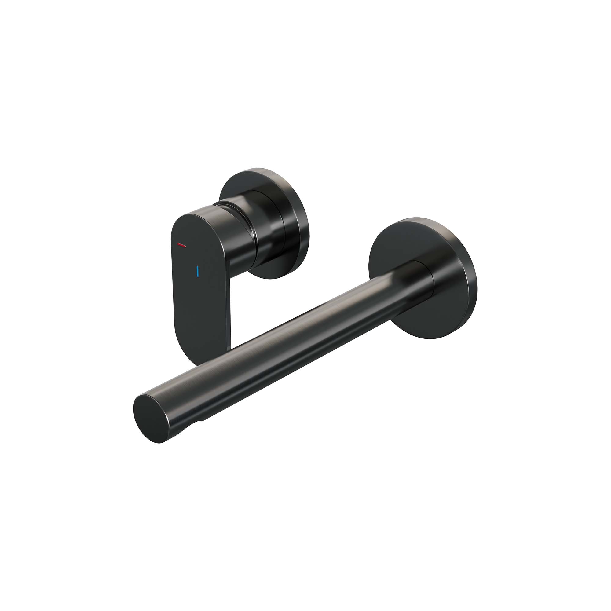 Brauer Edition inbouw wastafelkraan - rechte uitloop - rozetten - hendel 3 links - Geborsteld Gunmetal PVD