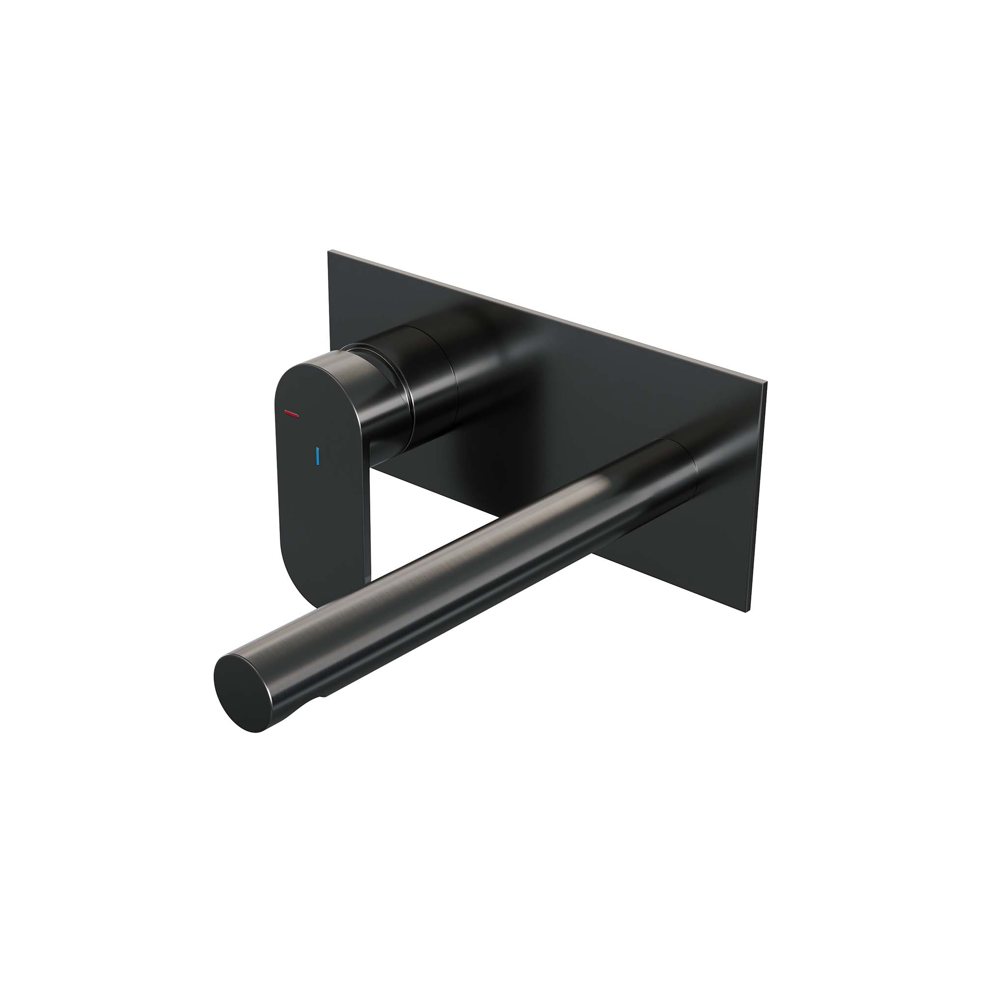 Brauer Edition inbouw wastafelkraan - rechte uitloop - achterplaat - hendel 3 links - Geborsteld Gunmetal PVD