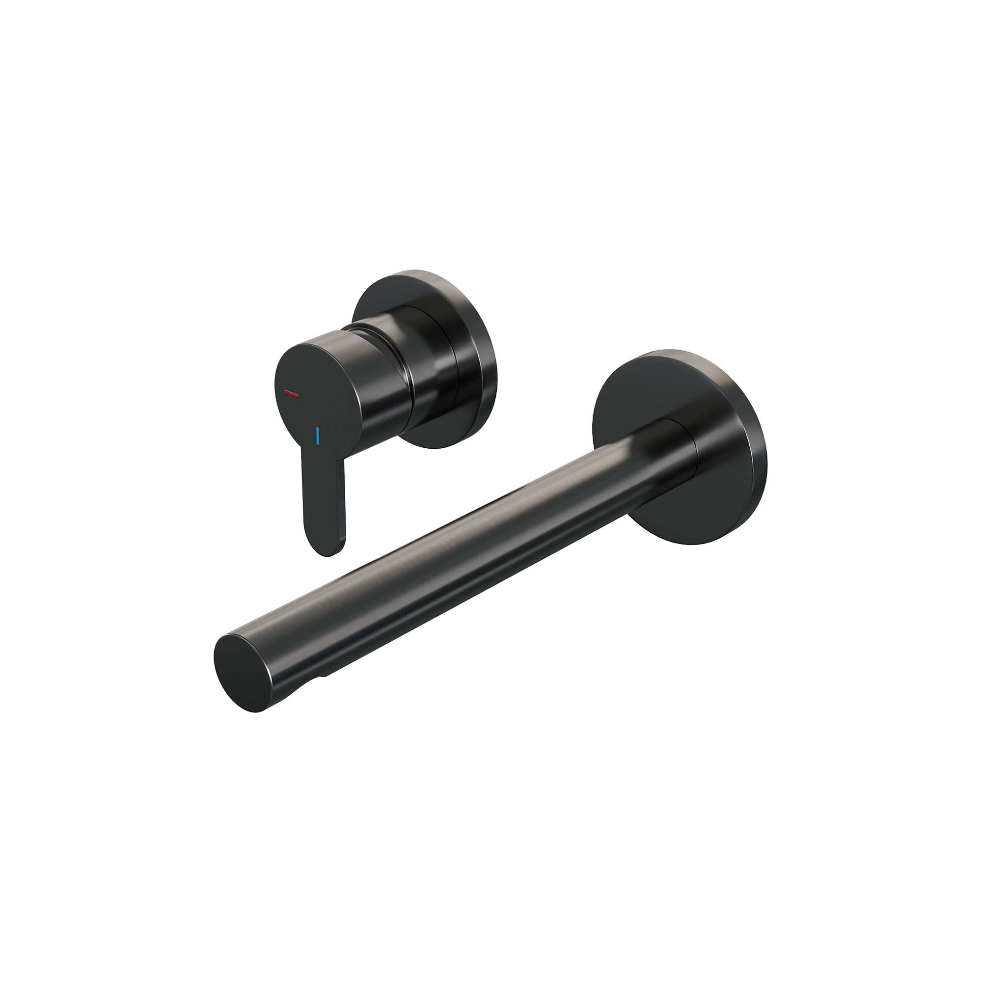 Brauer Edition inbouw wastafelkraan - rechte uitloop - rozetten - hendel 4 links - Geborsteld Gunmetal PVD