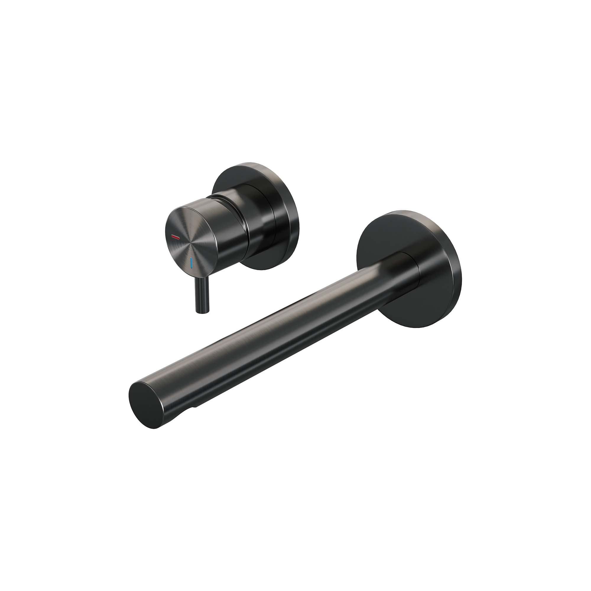 Brauer Edition inbouw wastafelkraan - rechte uitloop - rozetten - hendel 5 links - Geborsteld Gunmetal PVD