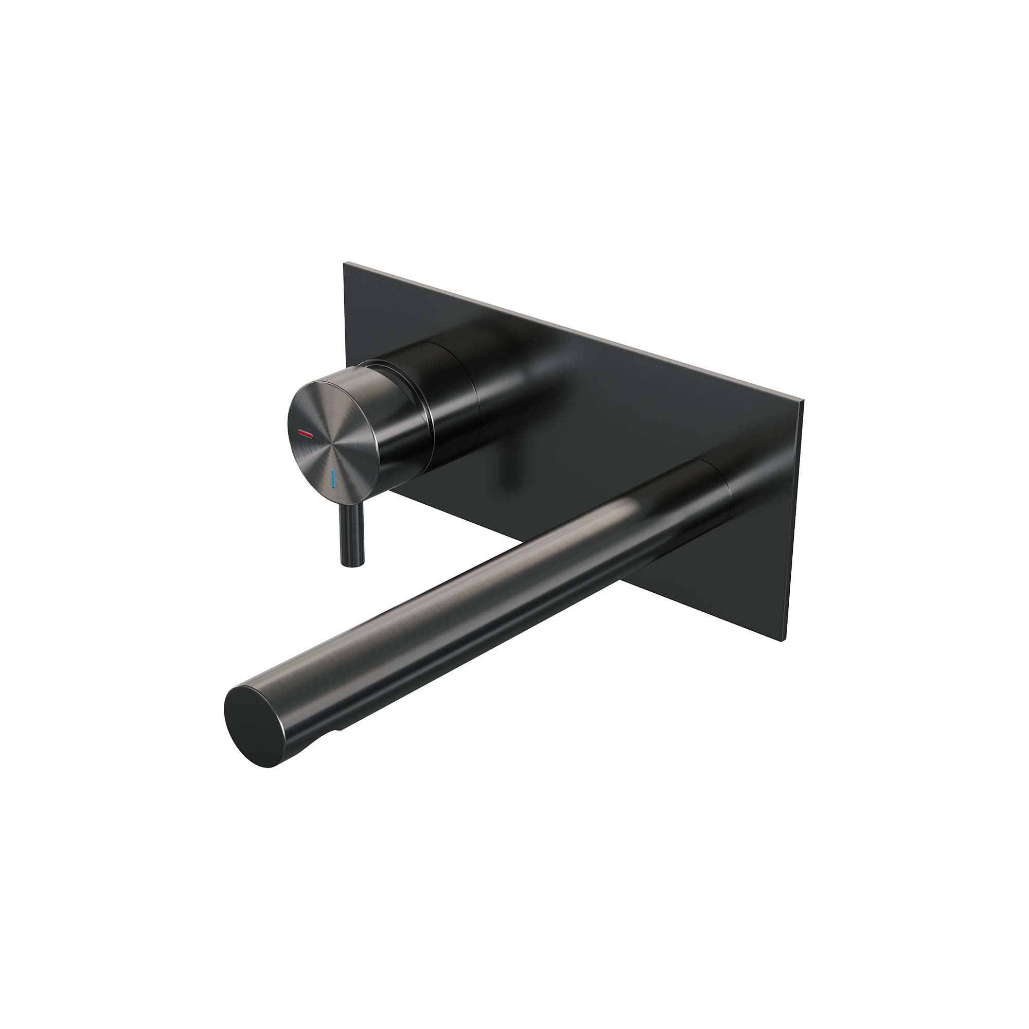 Brauer Edition inbouw wastafelkraan - rechte uitloop - achterplaat - hendel 5 links - Geborsteld Gunmetal PVD