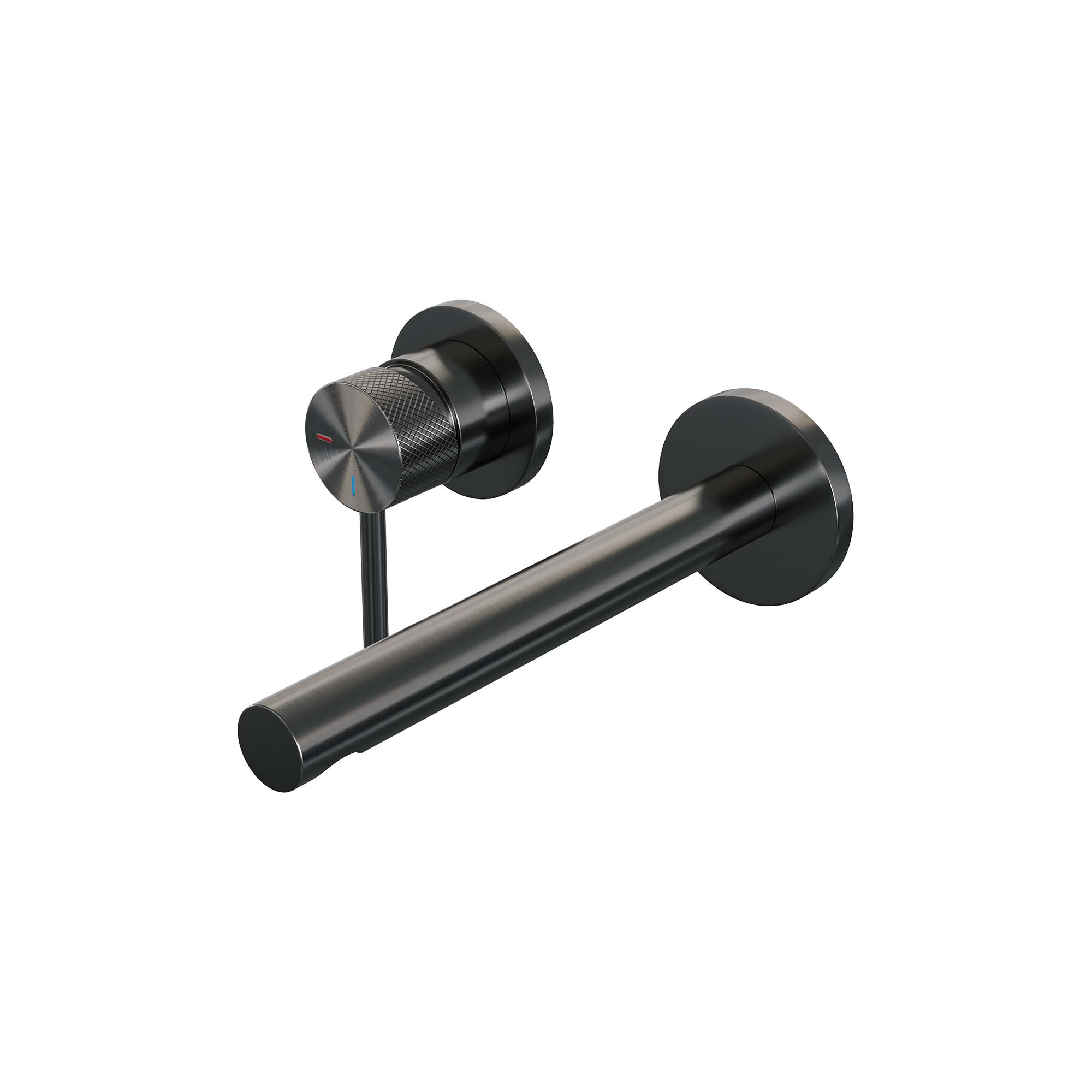 Brauer Carving inbouw wastafelkraan - rechte uitloop - rozetten - hendel 1 links - Geborsteld Gunmetal PVD