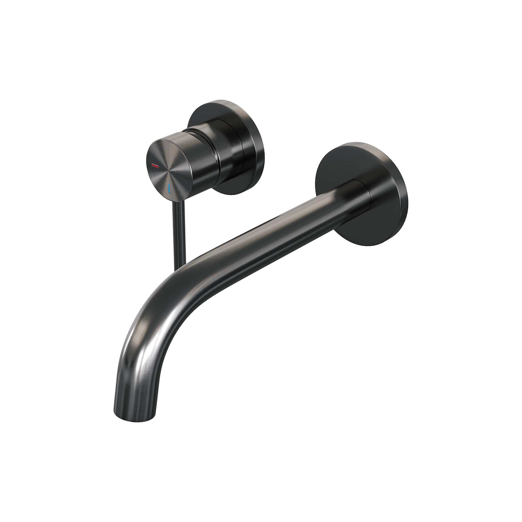 Brauer Edition inbouw wastafelkraan - gebogen uitloop - rozetten - hendel 1 links - Geborsteld Gunmetal PVD