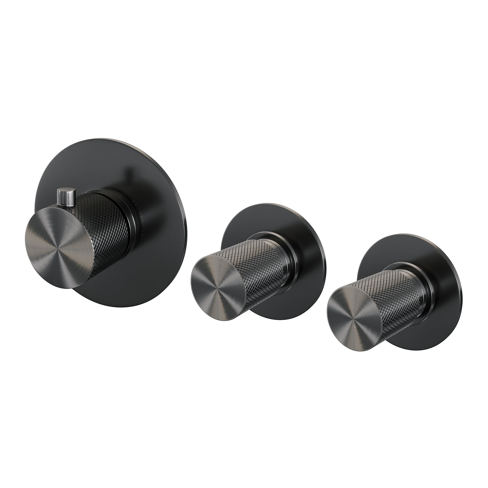 Brauer Carving inbouwthermostaat en 2 stopkranen met in- en afbouwdelen Geborsteld Gunmetal PVD