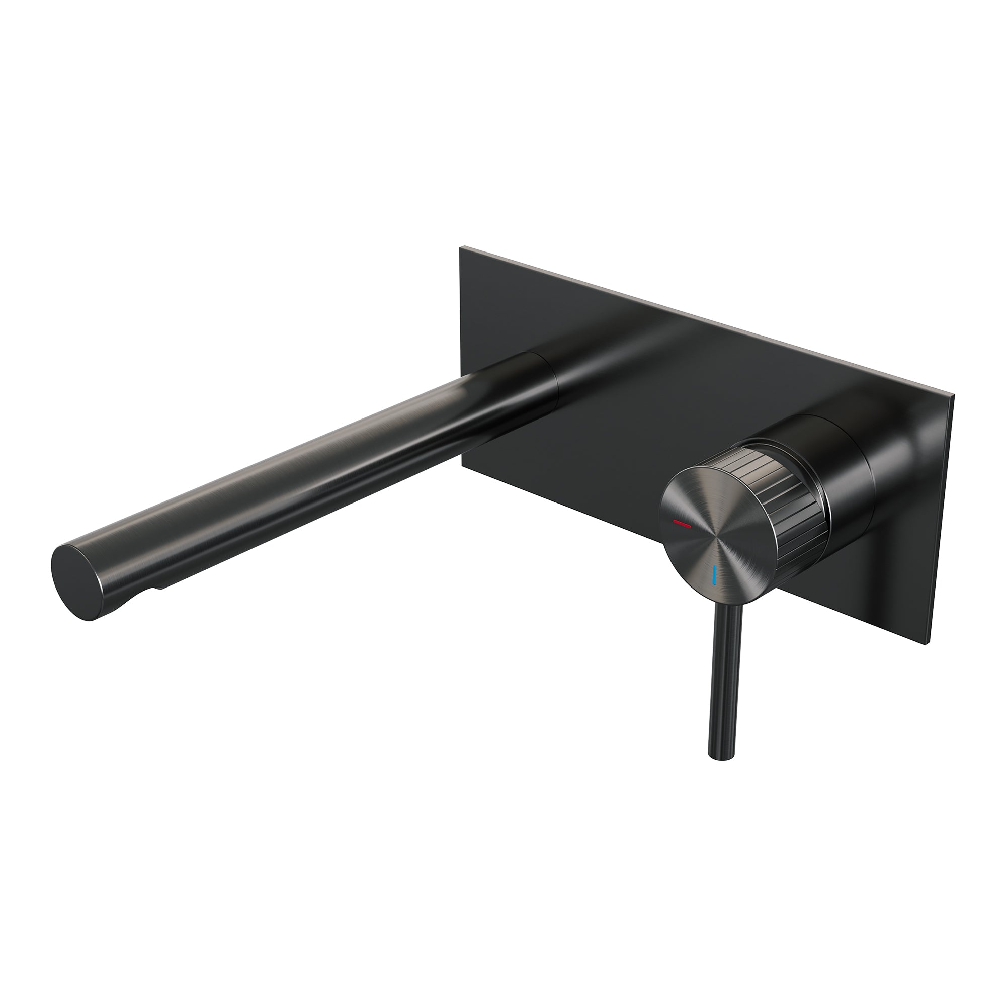 Brauer Stripe inbouw wastafelkraan - rechte uitloop - achterplaat - hendel 1 rechts - Geborsteld Gunmetal PVD