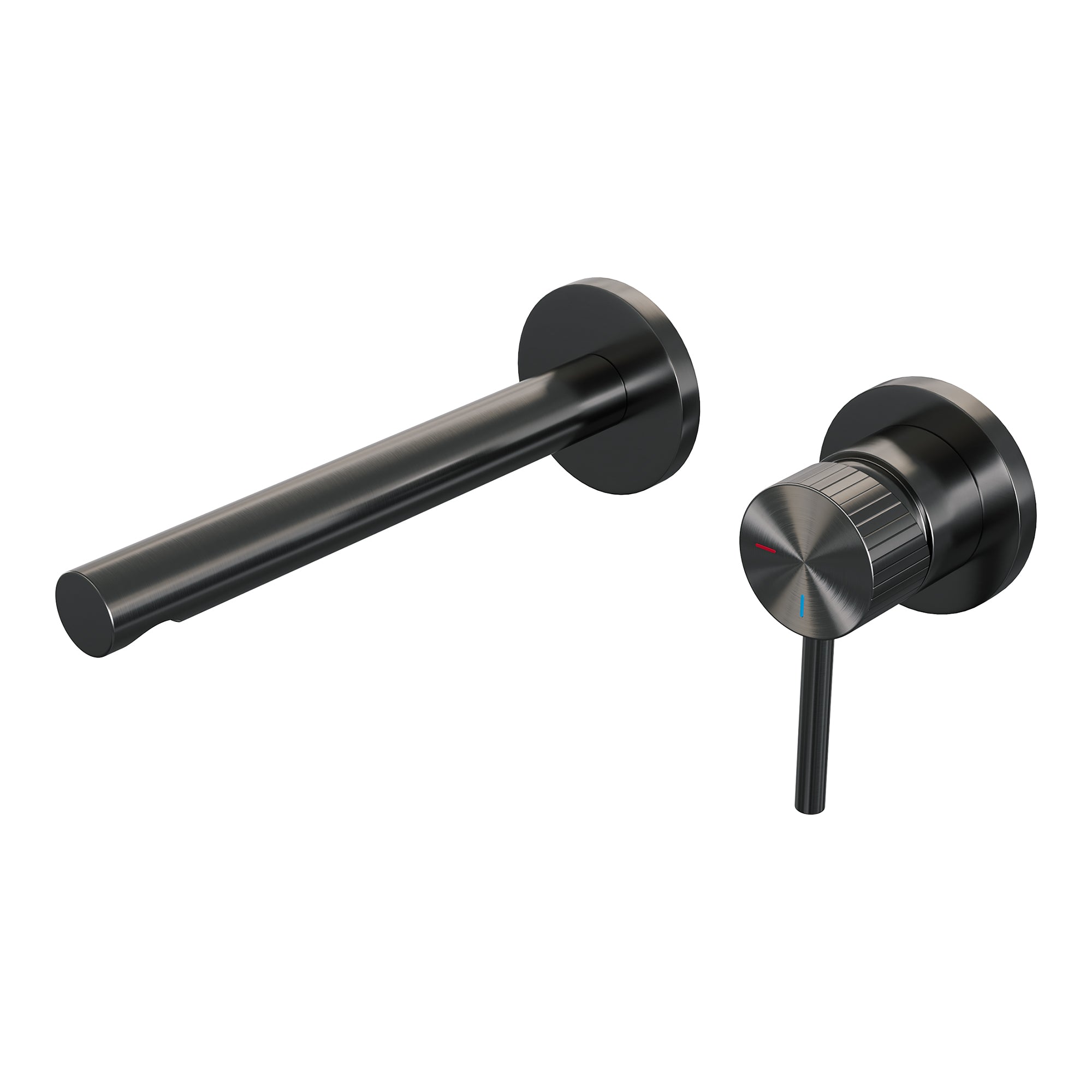 Brauer Stripe inbouw wastafelkraan - rechte uitloop - rozetten - hendel 1 rechts - Geborsteld Gunmetal PVD