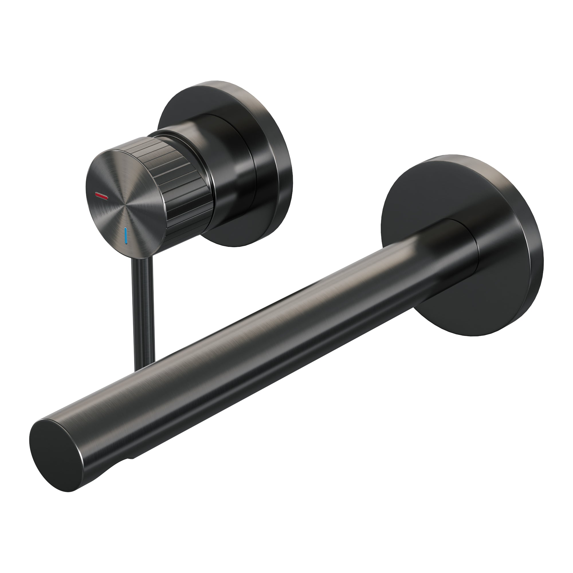 Brauer Stripe inbouw wastafelkraan - rechte uitloop - rozetten - hendel 1 links - Geborsteld Gunmetal PVD