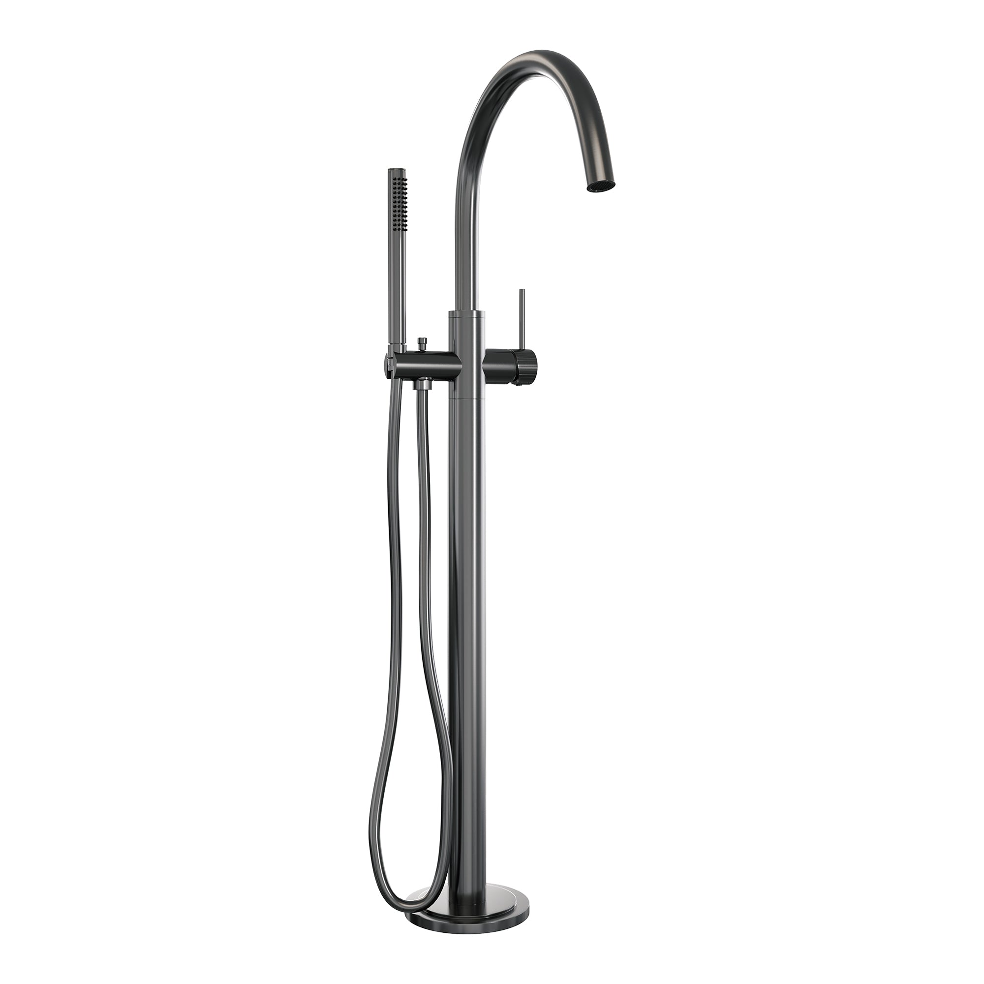 Brauer Stripe vrijstaande badmengkraan - staafhanddouche - Geborsteld Gunmetal PVD