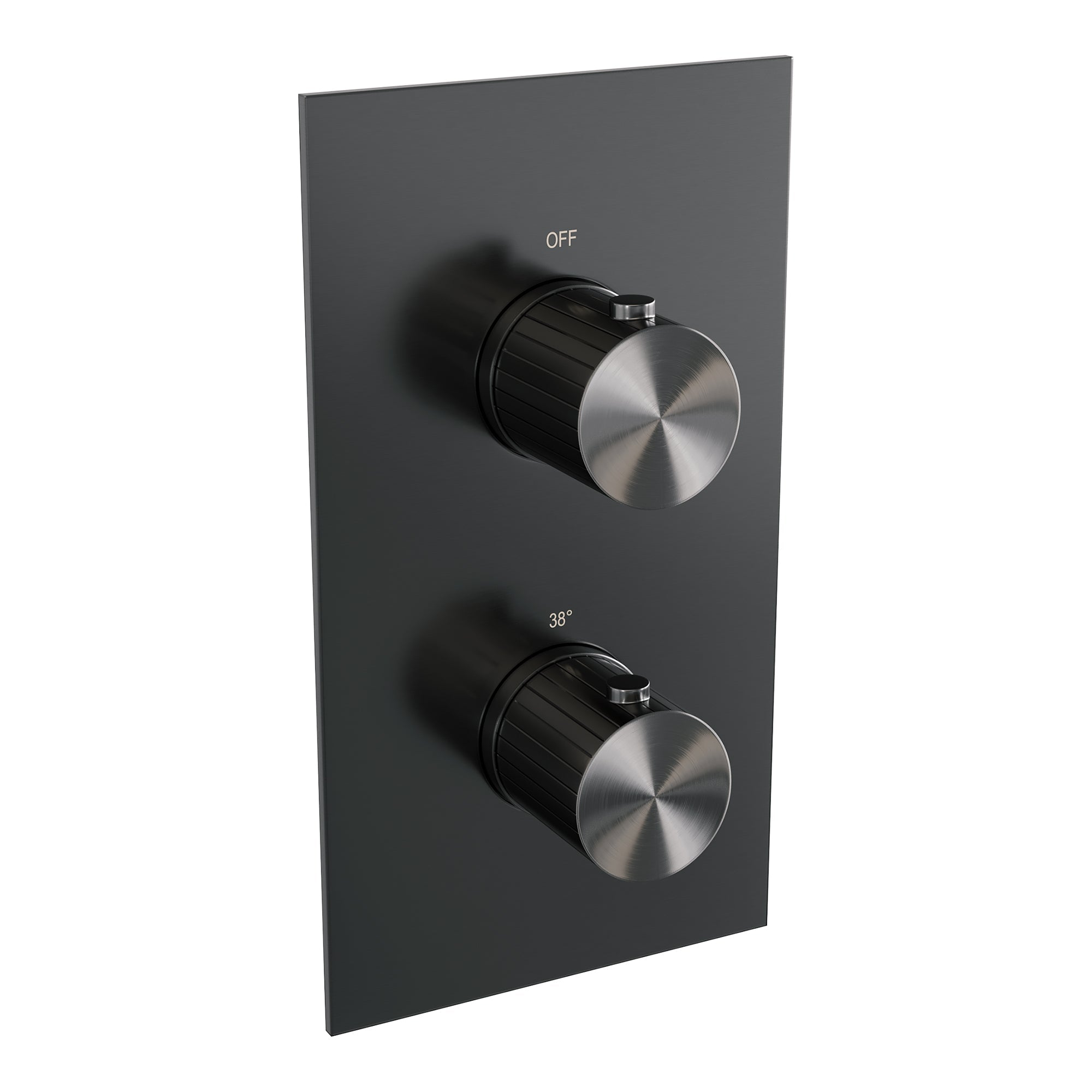 Brauer Stripe 3-weg inbouwthermostaat rechthoekig - Geborsteld Gunmetal PVD