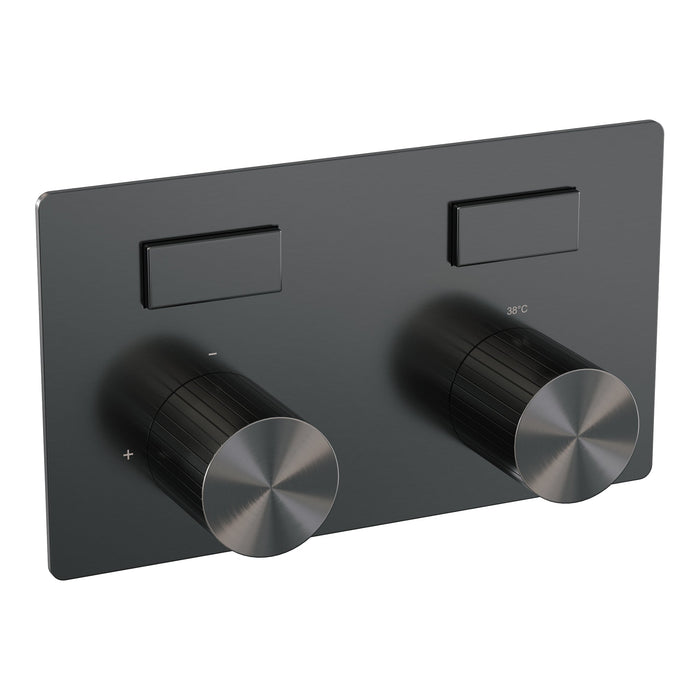 Brauer Stripe 2-weg inbouwthermostaat met drukknoppen - Geborsteld Gunmetal PVD