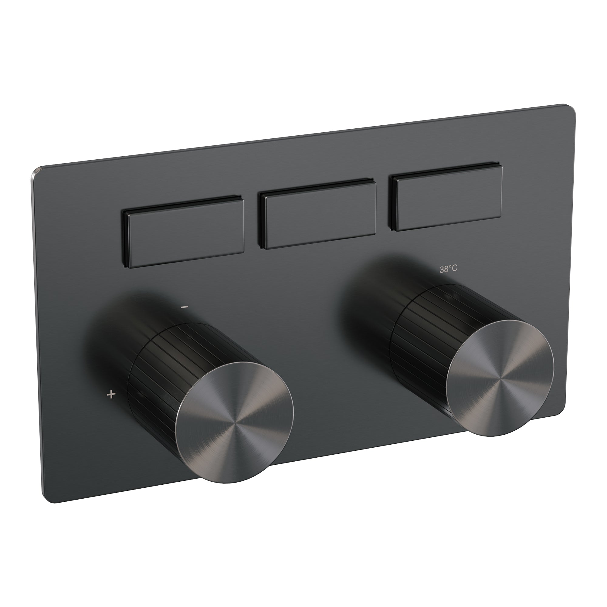Brauer Stripe 3-weg inbouwthermostaat met drukknoppen - Geborsteld Gunmetal PVD