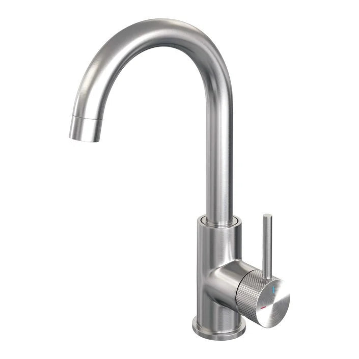 Brauer Carving wastafelkraan hoog - hendel 1 - geborsteld RVS PVD