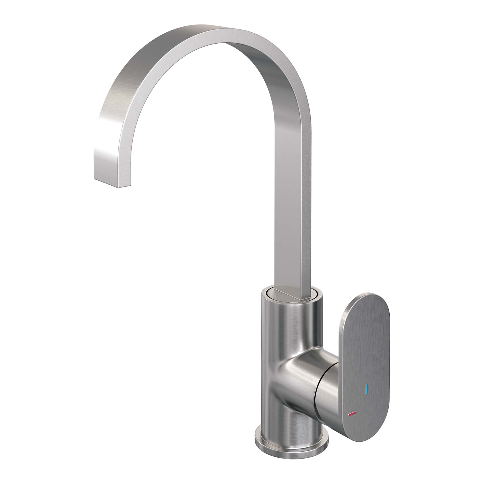 Brauer Edition wastafelkraan hoog cascade - hendel 3 - geborsteld RVS PVD