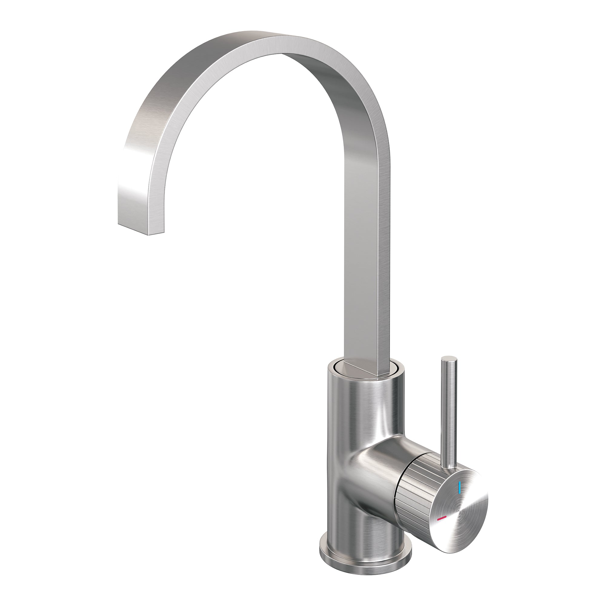 Brauer Stripe wastafelkraan hoog cascade - geborsteld RVS PVD