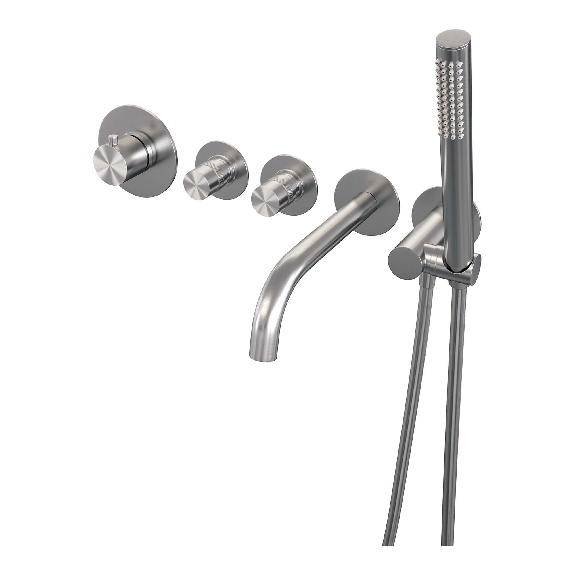 Brauer Edition inbouw badthermostaat met uitloop - staafhanddouche - geborsteld RVS PVD