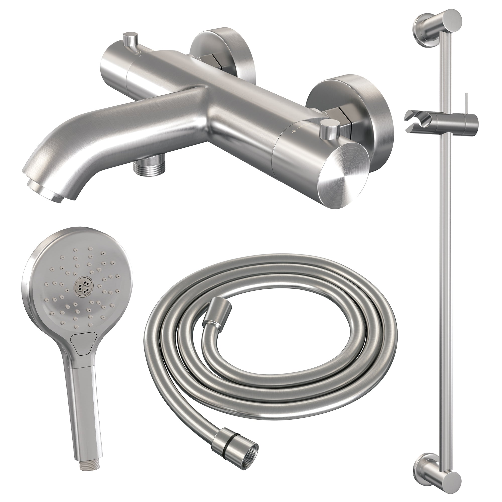 Brauer Edition badthermostaat Glijstangset - 3 standen handdouche - geborsteld RVS PVD