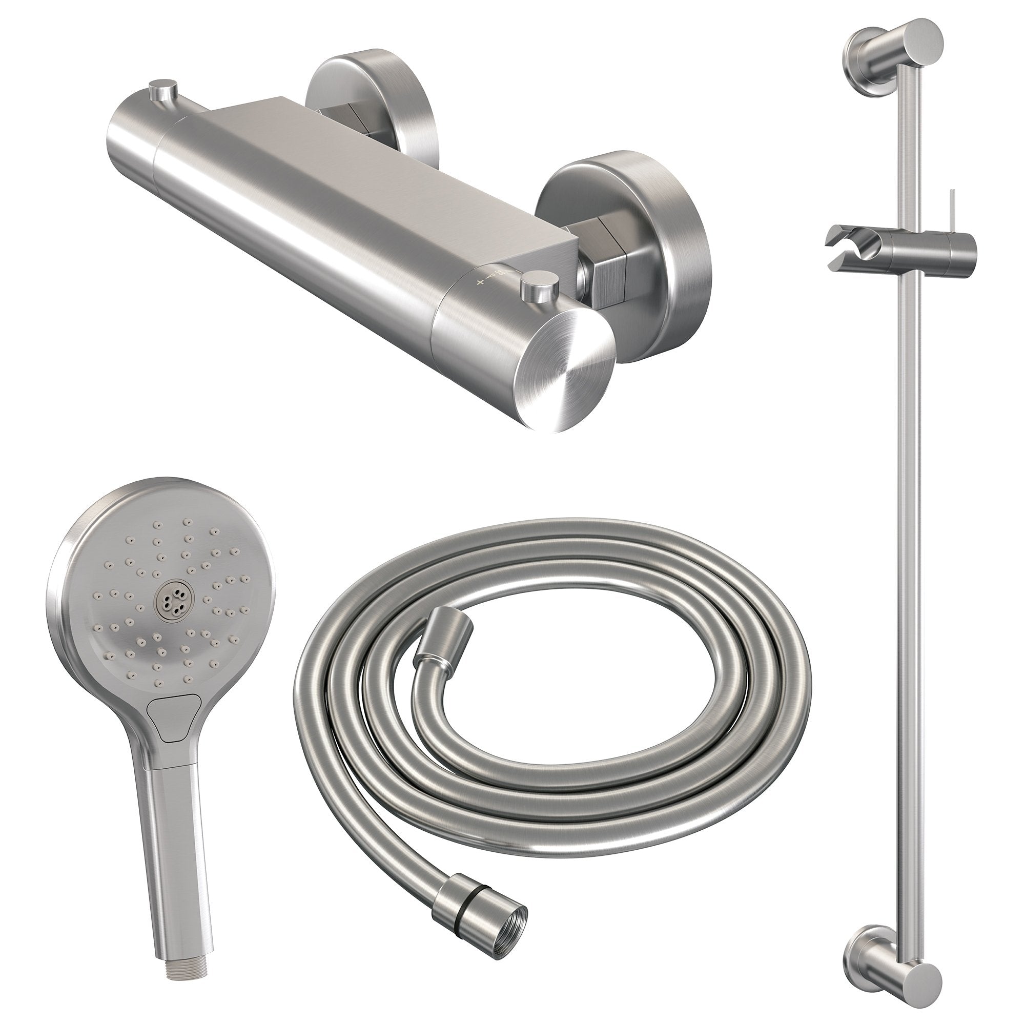 Brauer Edition glijstangset - 3 standen handdouche - geborsteld RVS PVD