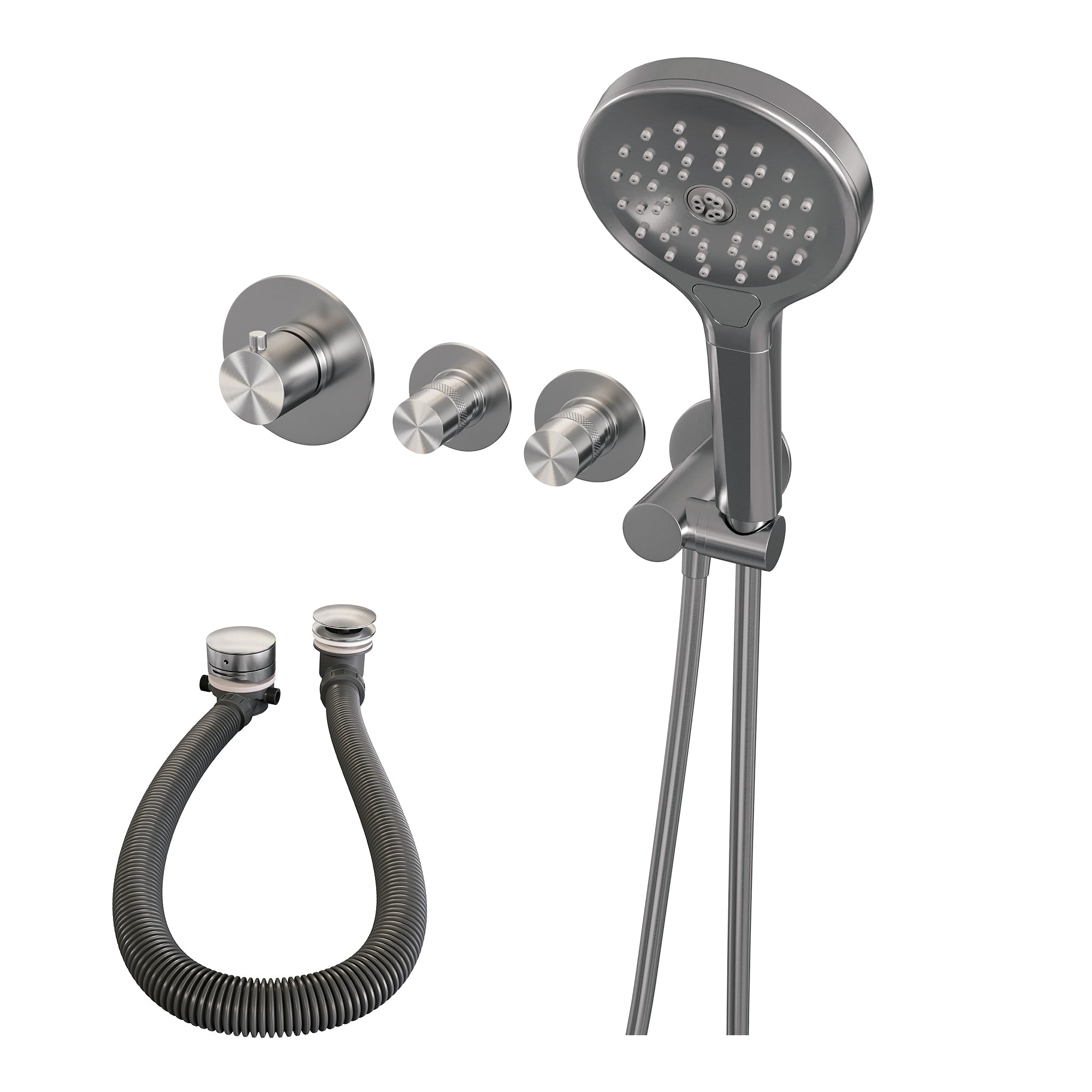 Brauer Edition inbouw badthermostaat met badafvoer/vulcombinatie - 3-standen handdouche - geborsteld RVS PVD