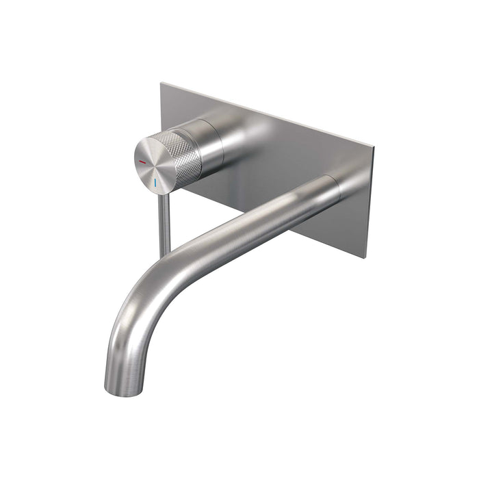 Brauer Carving inbouw wastafelkraan - gebogen uitloop - achterplaat - hendel 1 links - geborsteld RVS PVD