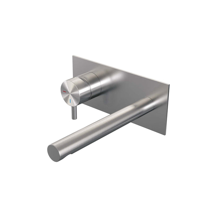 Brauer Edition inbouw wastafelkraan - rechte uitloop - achterplaat - hendel 5 links - geborsteld RVS PVD