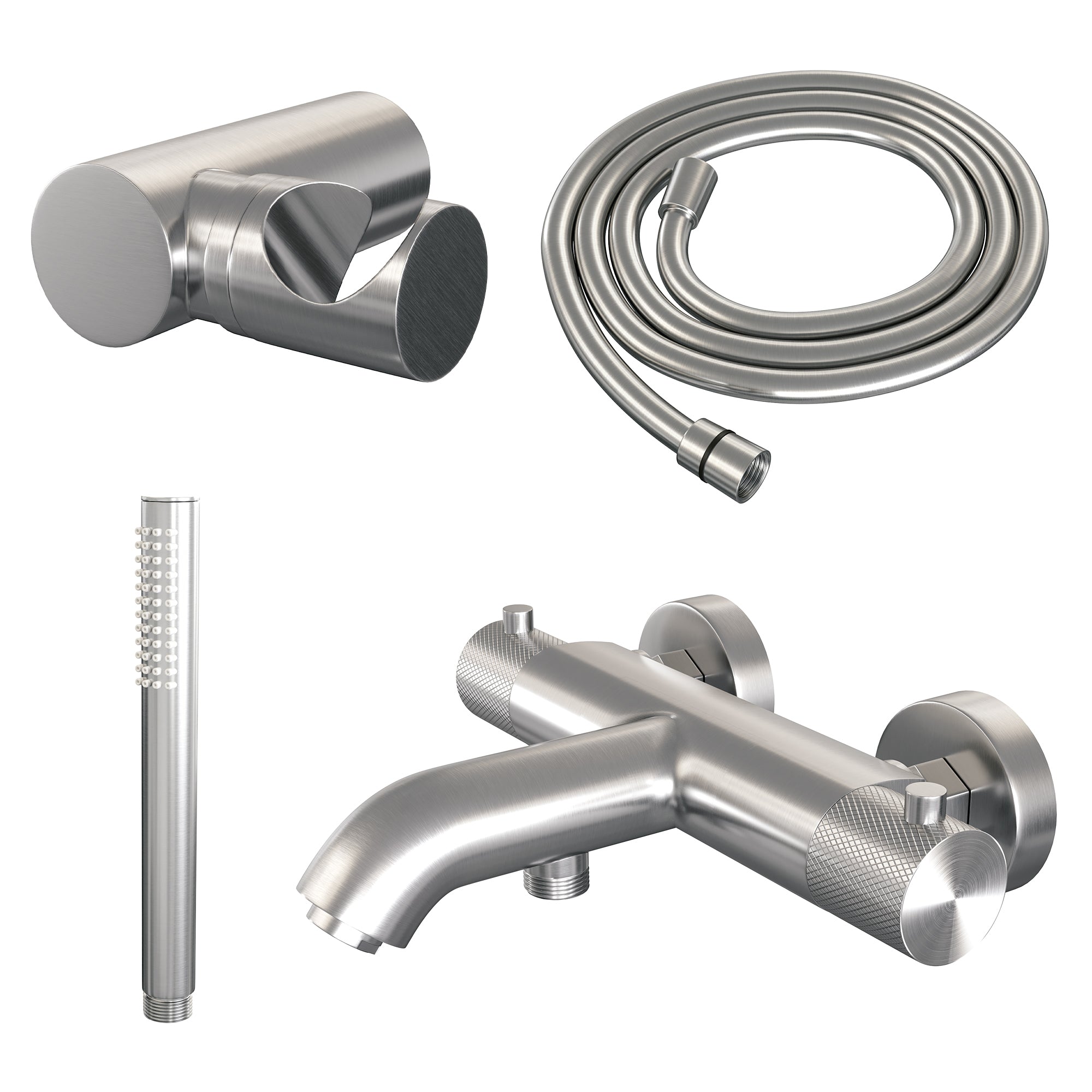 Brauer Carving badthermostaat met badset - staafhanddouche - chroom