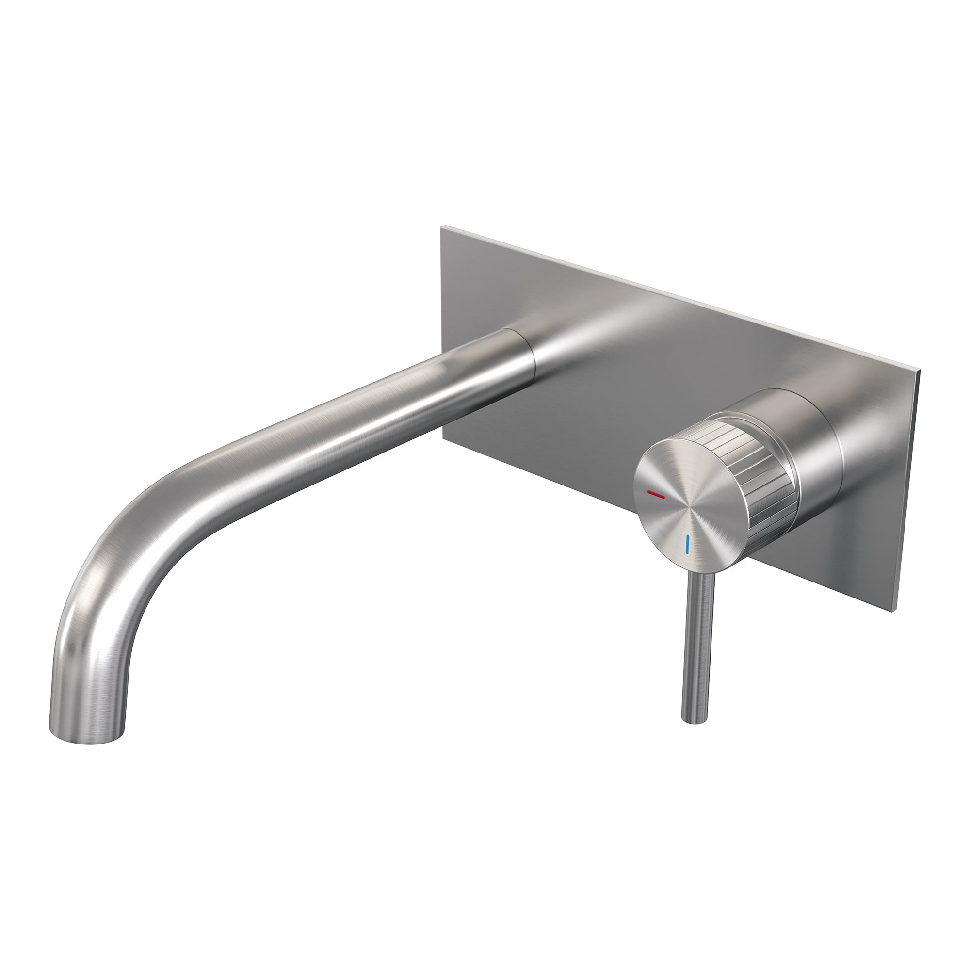 Brauer Stripe inbouw wastafelkraan - gebogen uitloop - achterplaat - hendel 1 rechts - geborsteld RVS PVD