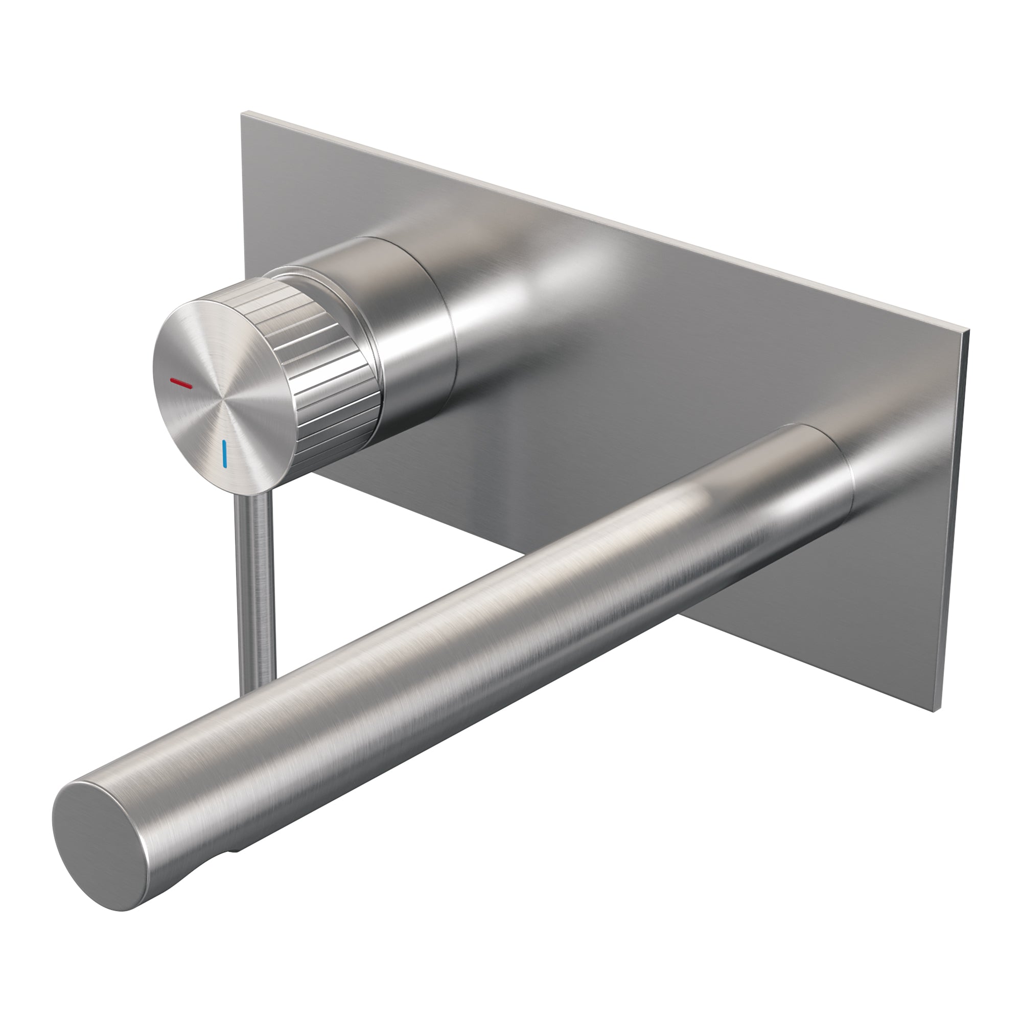 Brauer Stripe inbouw wastafelkraan - rechte uitloop - achterplaat - hendel 1 links - geborsteld RVS PVD