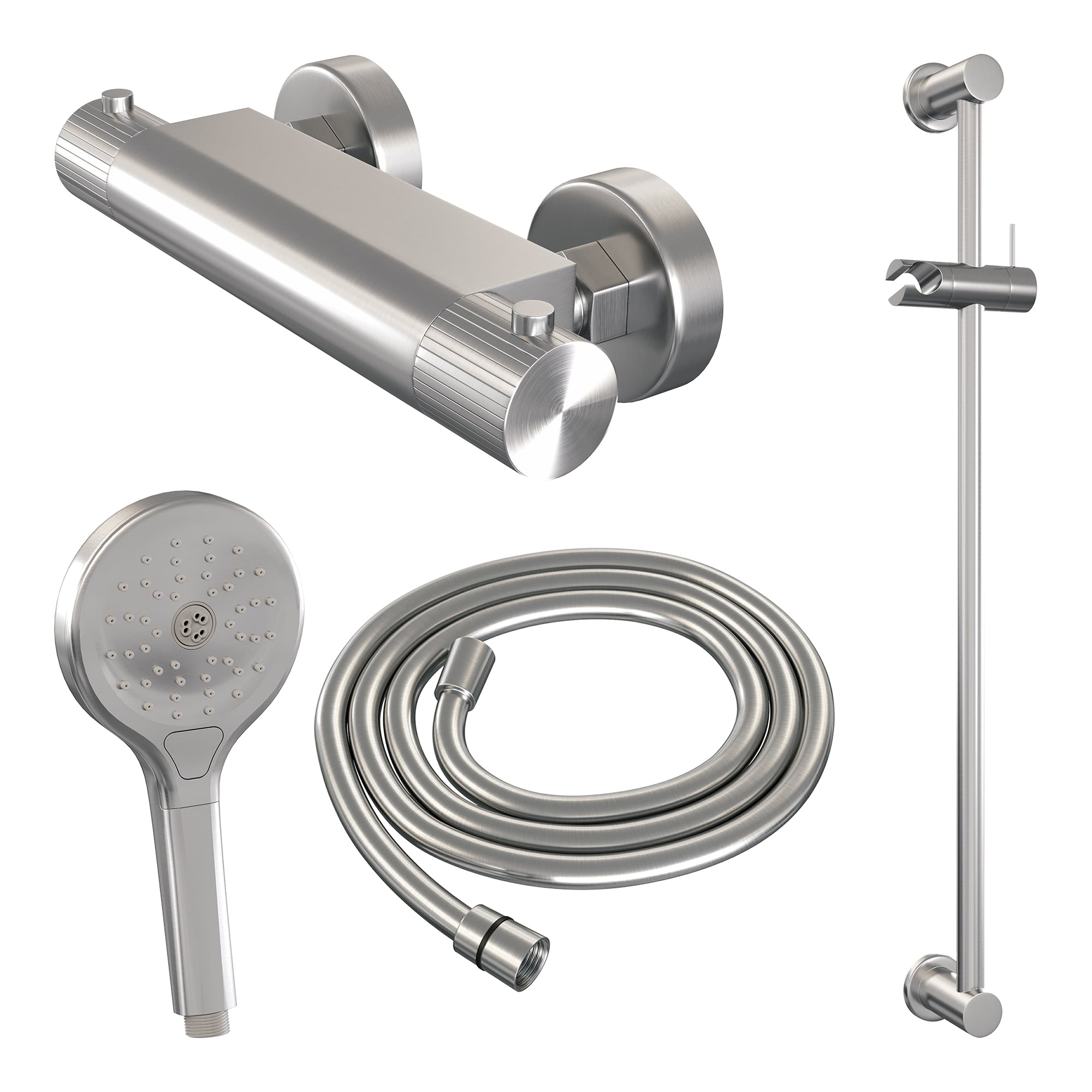 Brauer Stripe opbouw glijstangset - 3-standen handdouche - geborsteld RVS PVD