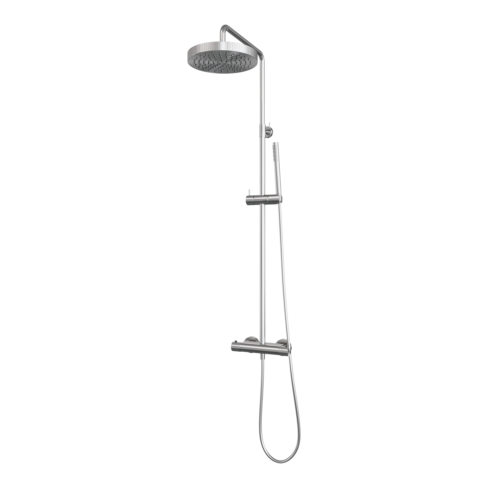Brauer Stripe opbouw regendoucheset - staafhanddouche - geborsteld RVS PVD