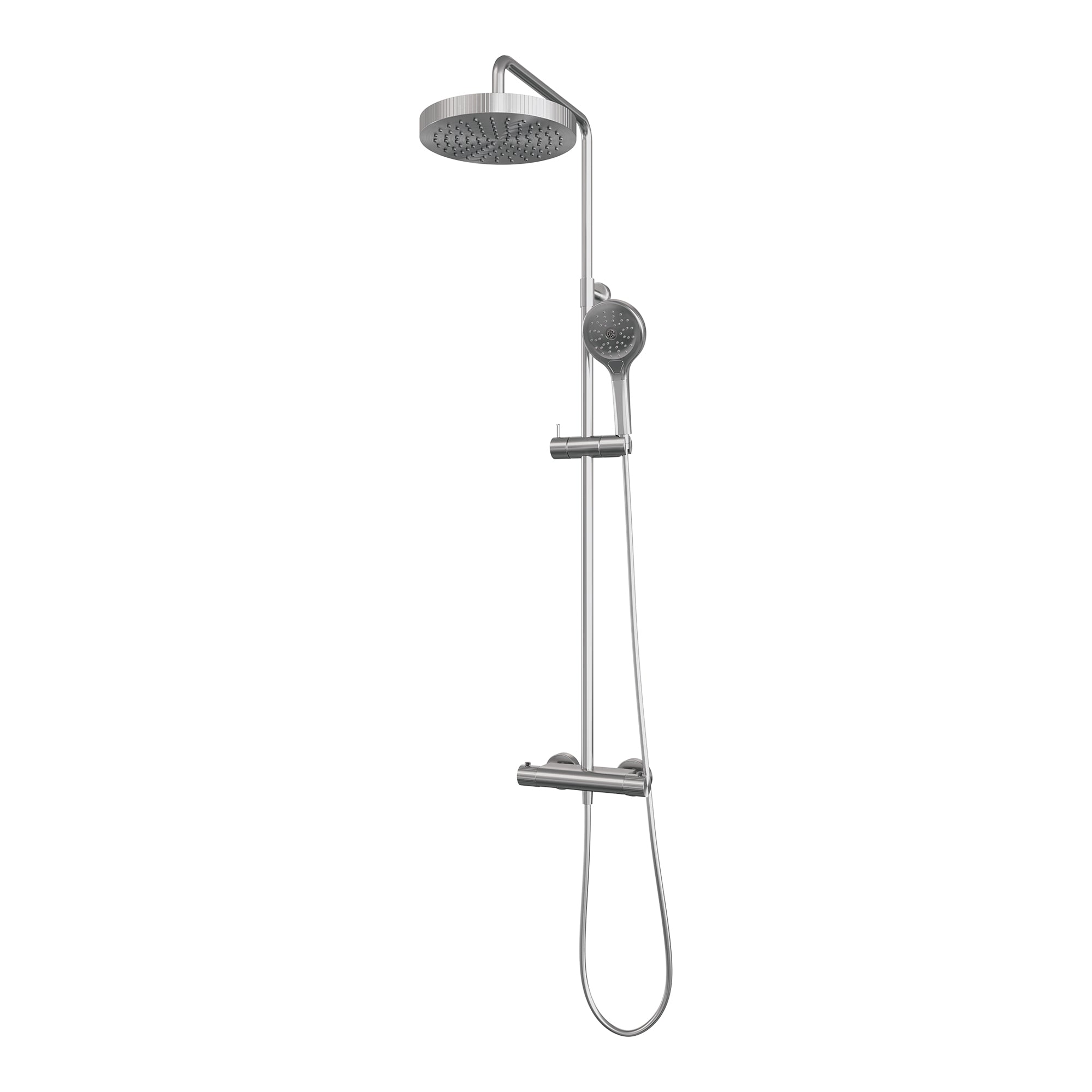 Brauer Stripe opbouw regendoucheset - 3-standen handdouche - geborsteld RVS PVD