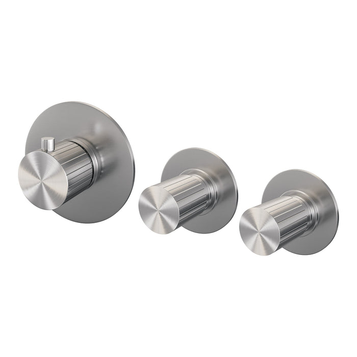 Brauer Stripe inbouwthermostaat met 2 stopkranen - geborsteld RVS PVD