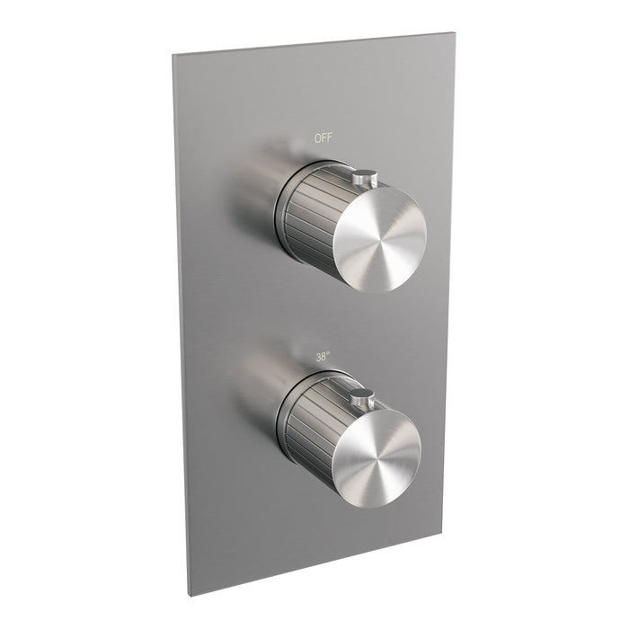 Brauer Stripe 3-weg inbouwthermostaat rechthoekig - geborsteld RVS PVD