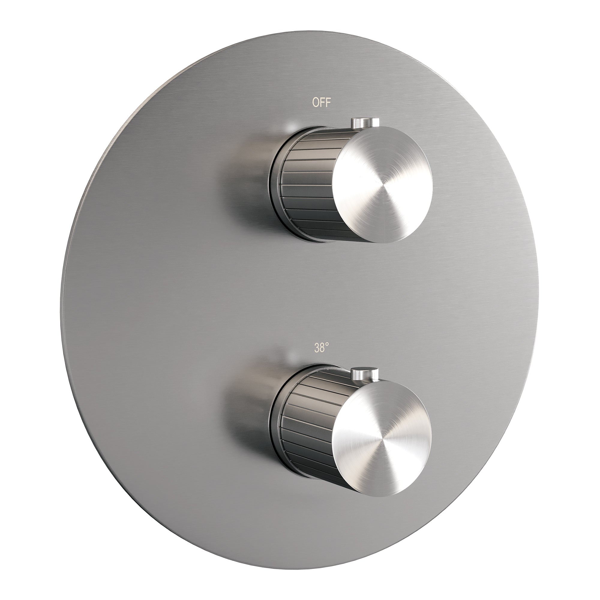 Brauer Stripe 3-weg inbouwthermostaat rond - geborsteld RVS PVD