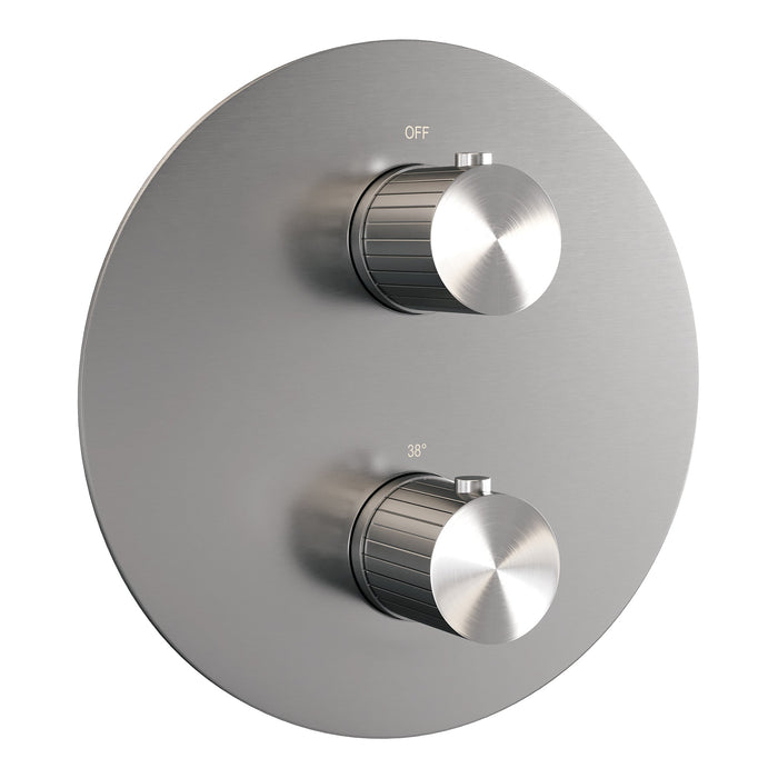 Brauer Stripe 3-weg inbouwthermostaat rond - geborsteld RVS PVD