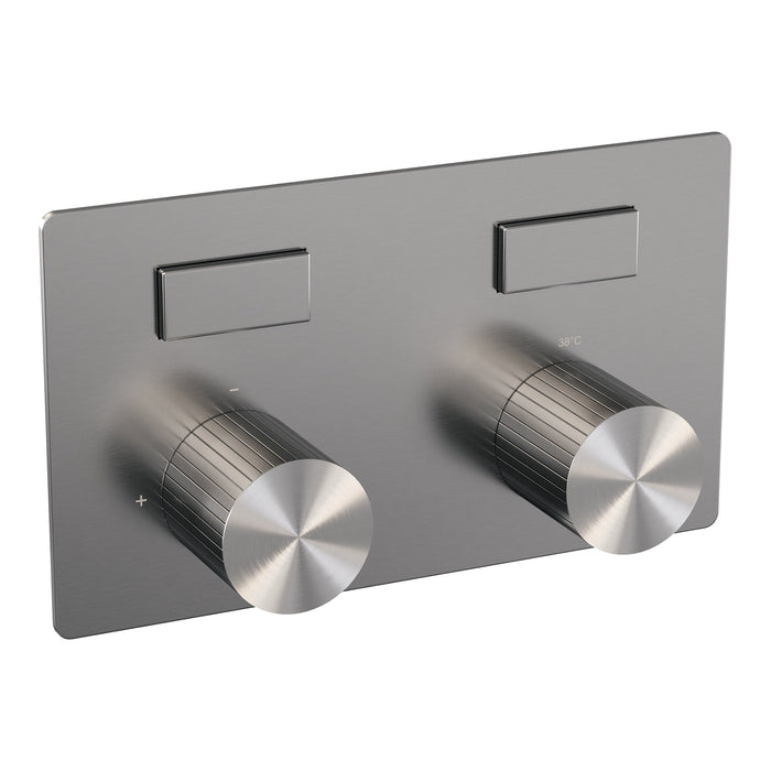 Brauer Stripe 2-weg inbouwthermostaat met drukknoppen - geborsteld RVS PVD