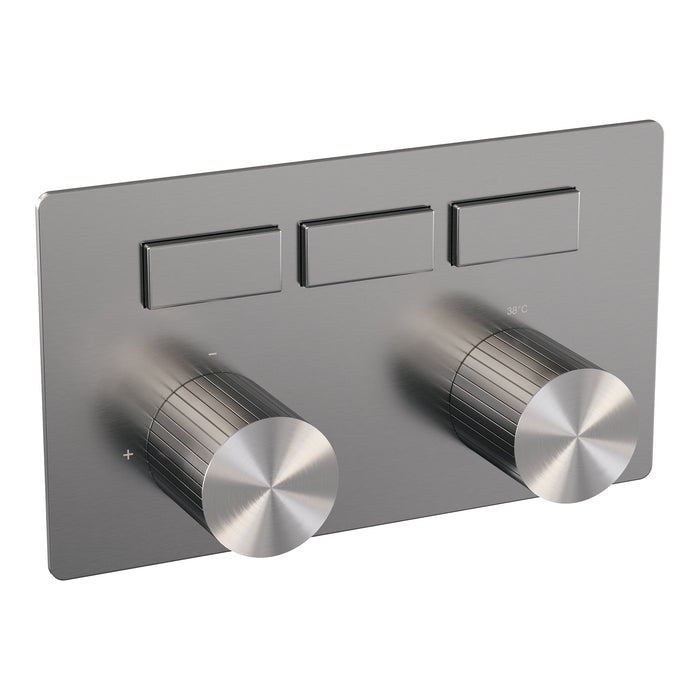 Brauer Stripe 3-weg inbouwthermostaat met drukknoppen - geborsteld RVS PVD