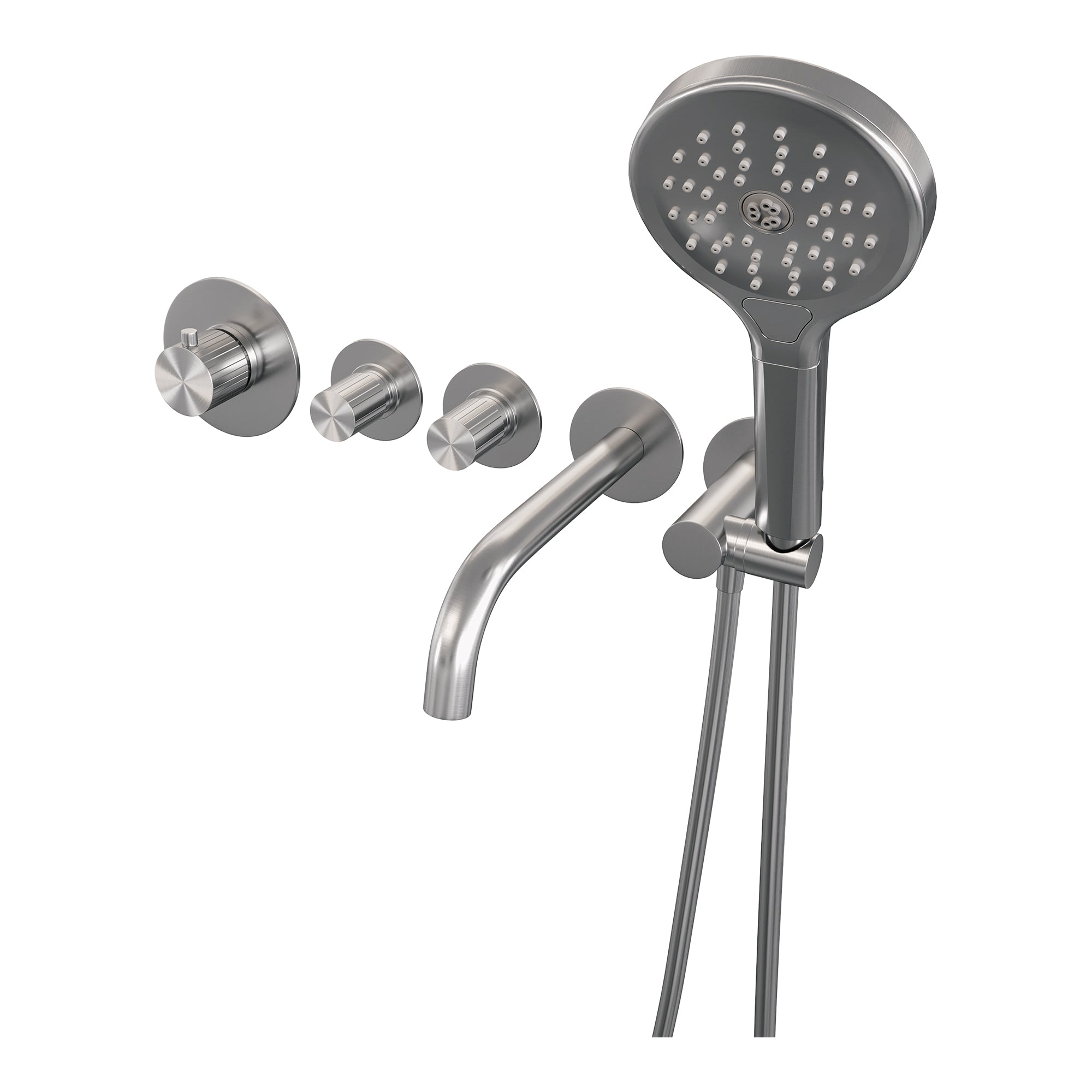 Brauer Stripe inbouw badthermostaat met uitloop - 3-standen handdouche - geborsteld RVS PVD