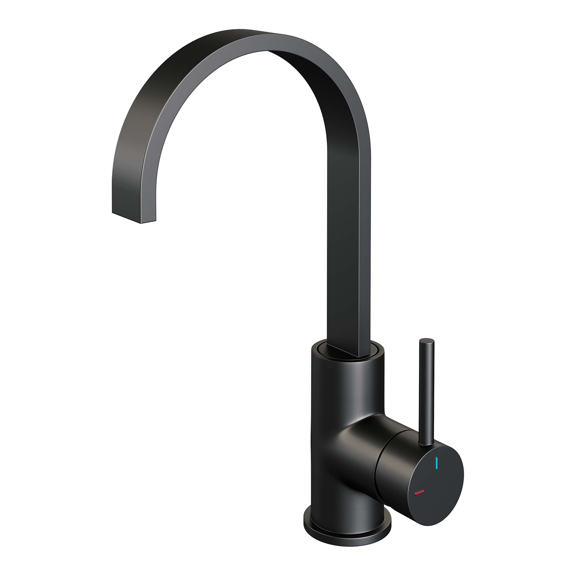 Brauer Edition wastafelkraan hoog cascade - hendel 1 - Mat Zwart