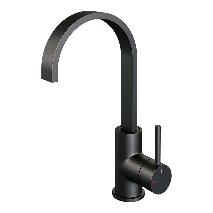 Brauer Edition wastafelkraan hoog cascade - hendel 1 - Mat Zwart