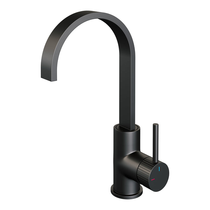 Brauer Stripe wastafelkraan hoog cascade - Mat Zwart