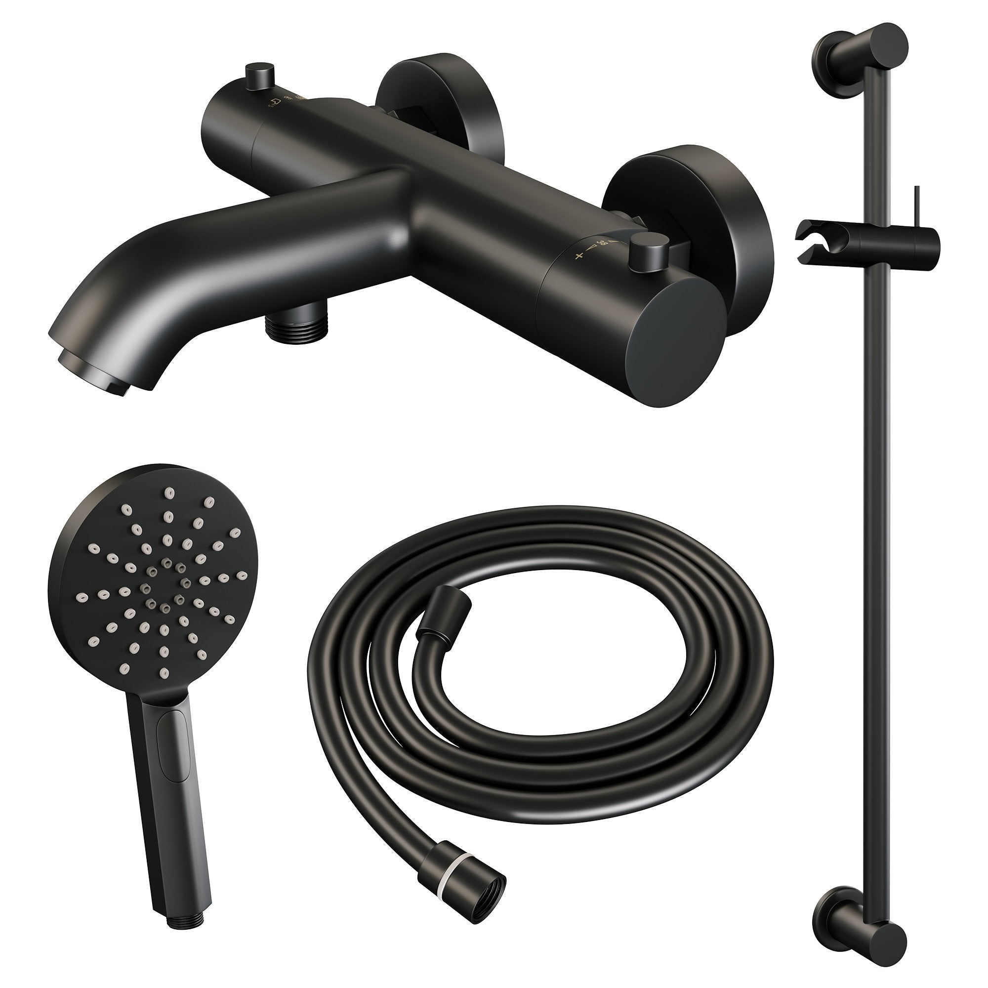 Brauer Edition badthermostaat Glijstangset - 3 standen handdouche - Mat Zwart