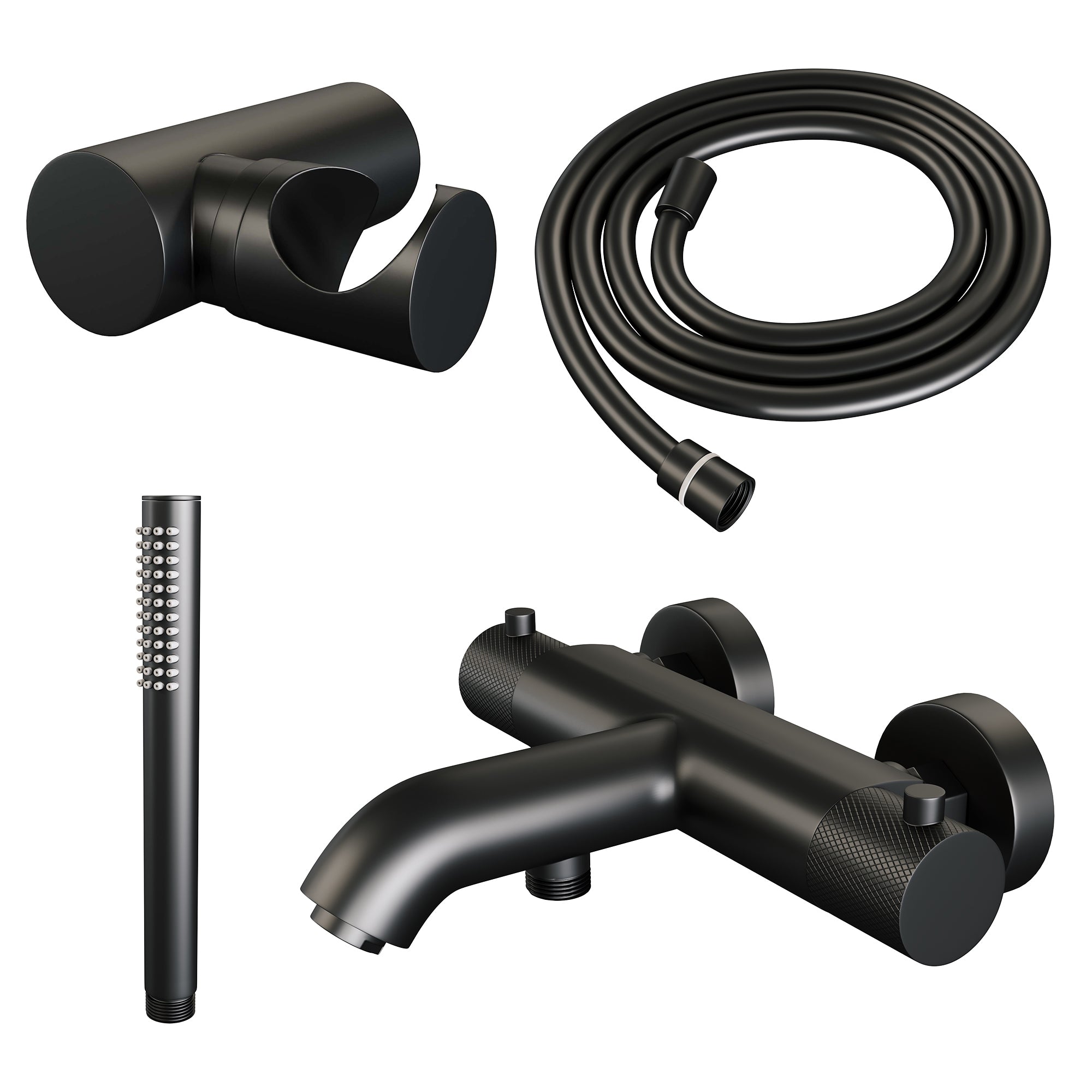 Brauer Carving badthermostaat met badset - staafhanddouche - Mat Zwart
