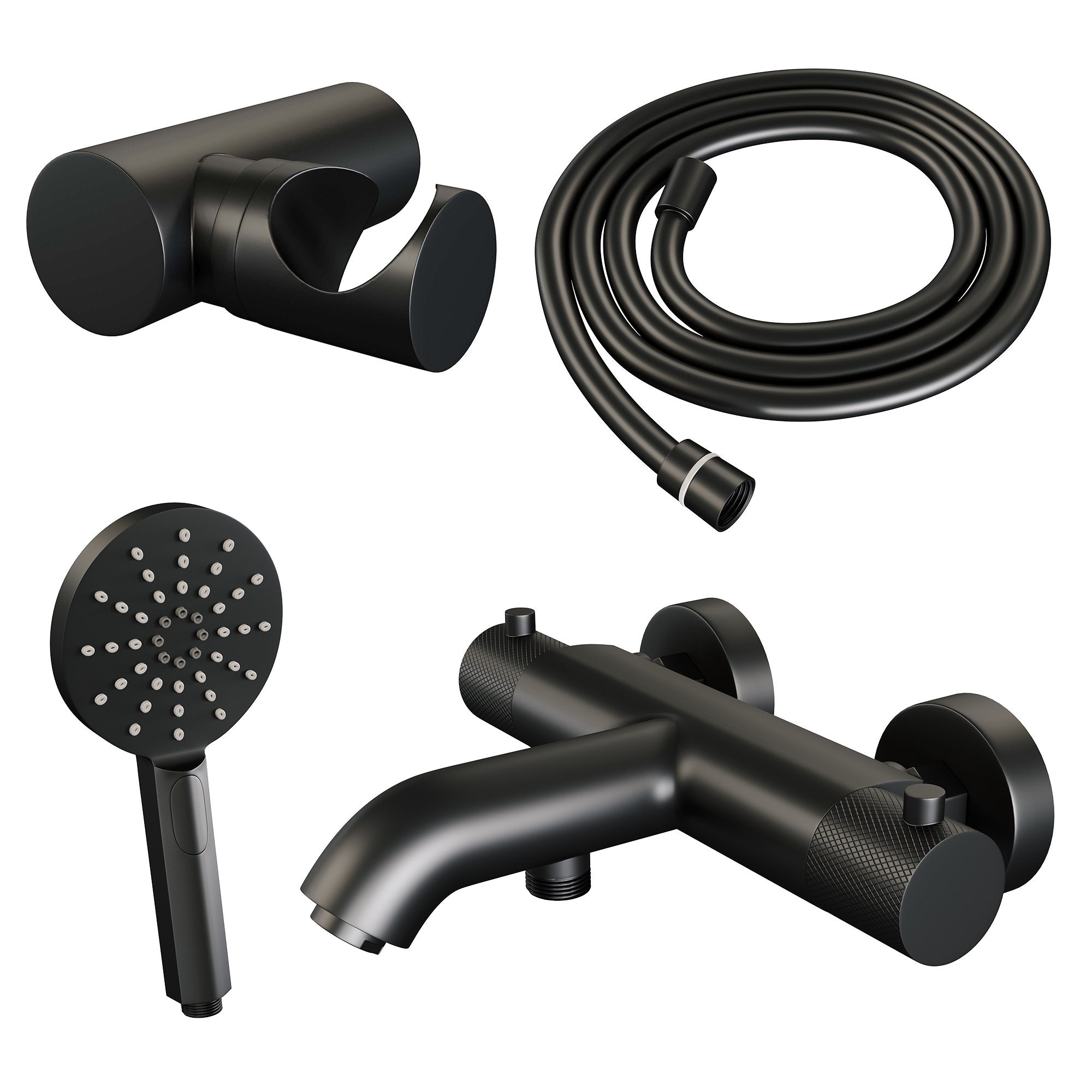 Brauer Carving badthermostaat met badset - 3 standen handdouche - Mat Zwart