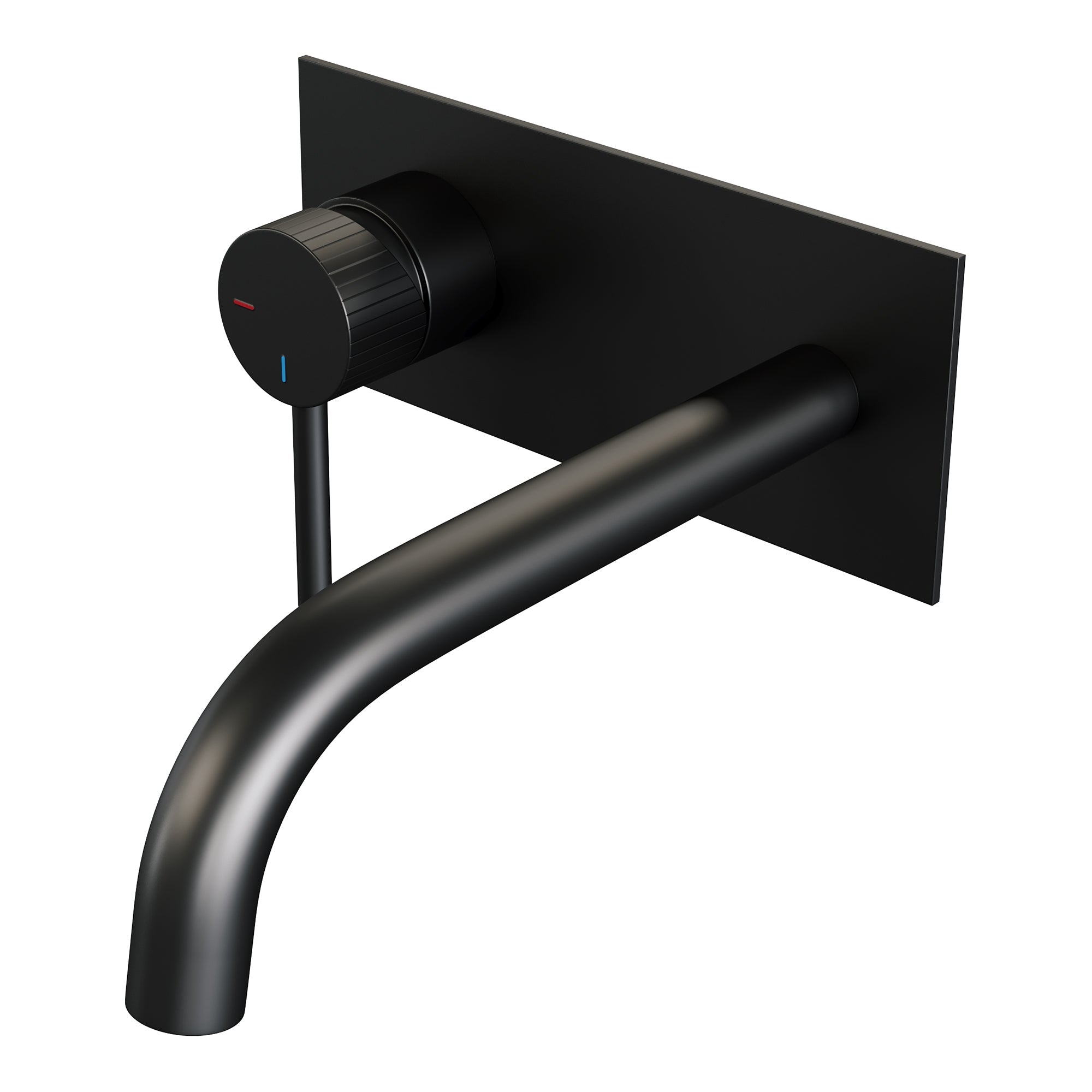 Brauer Stripe inbouw wastafelkraan - gebogen uitloop - achterplaat - hendel 1 links - Mat Zwart
