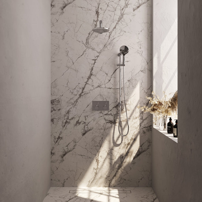 Brauer Carving inbouw doucheset - ronde handdouche - 20cm hoofdouche - rechte wandarm - glijstang - chroom