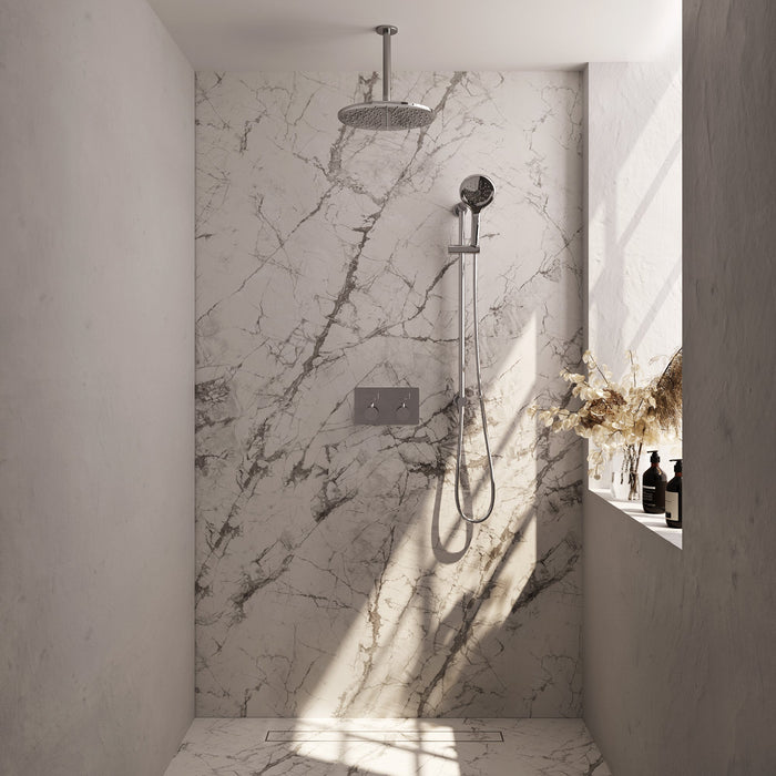 Brauer Carving inbouw doucheset - ronde handdouche - 30cm hoofdouche - plafondbuis - glijstang - chroom