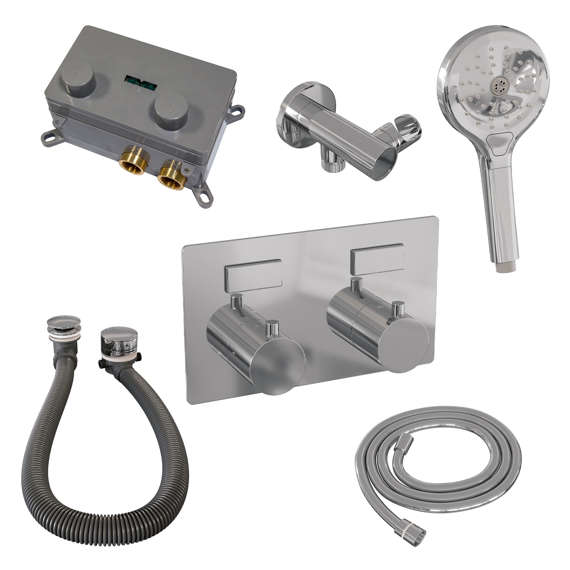 Brauer Edition inbouw badthermostaat - drukknoppen - badafvoer/vulcombinatie - 3-standen handdouche - chroom