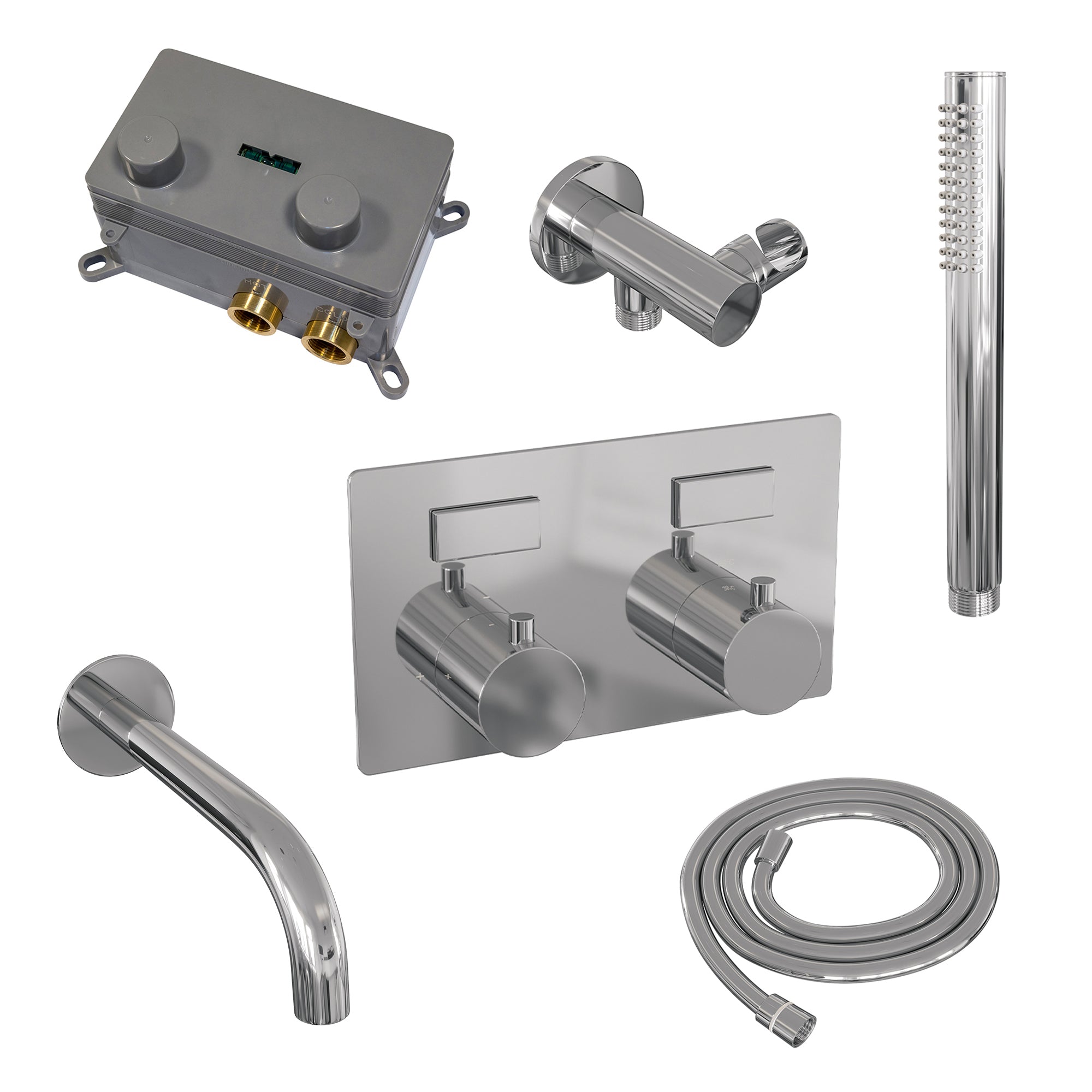 Brauer Edition inbouw badthermostaat - drukknoppen - baduitloop - staafhanddouche - chroom
